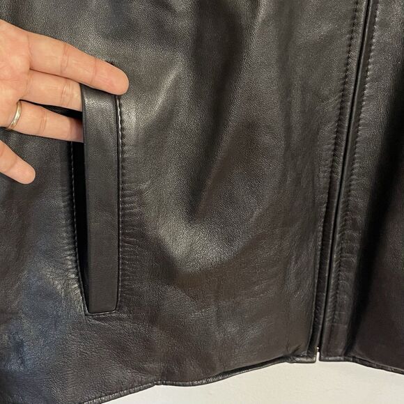 Izod Leather Men’s Black Flight Bomber Genuine Leather Jacket Size XL / RN107062 - Picture 3 of 10